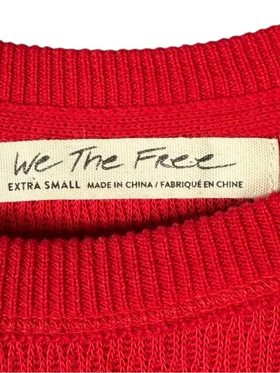 FREE PEOPLE WE THE FREE Top Siz XS Red Rainbow Dreams Pullover Oversized Thermal - Picture 7 of 9
